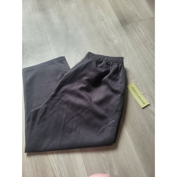 Rebecca Malone Womens Elastic Waist Capri Pants L Black Polyester NWT - Picture 2 of 6